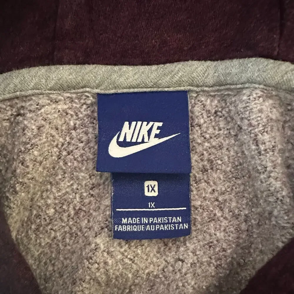 Nike Pullover Cowl Funnel Neck Hoodie Size 1X‎ Purple Burgundy Sporty Casual